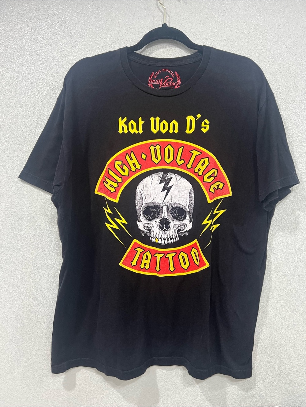 Kat Von D High Voltage Tattoo Skull Graphic T Shirt Black XL Goth Rock Punk